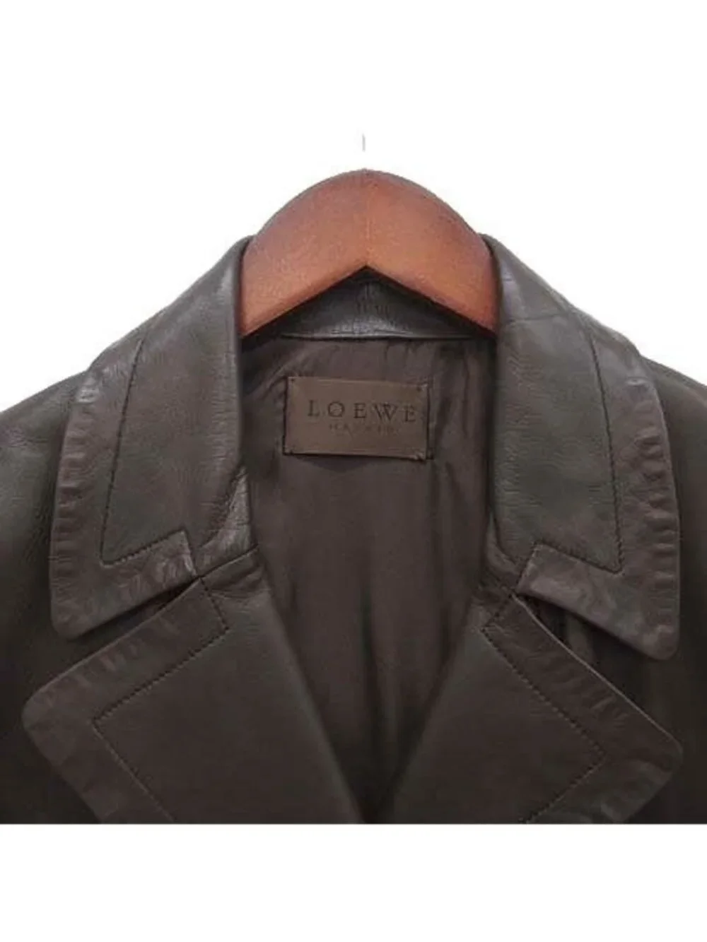 Loewe Nappa Leather Double Breasted Long Jacket Brown 40